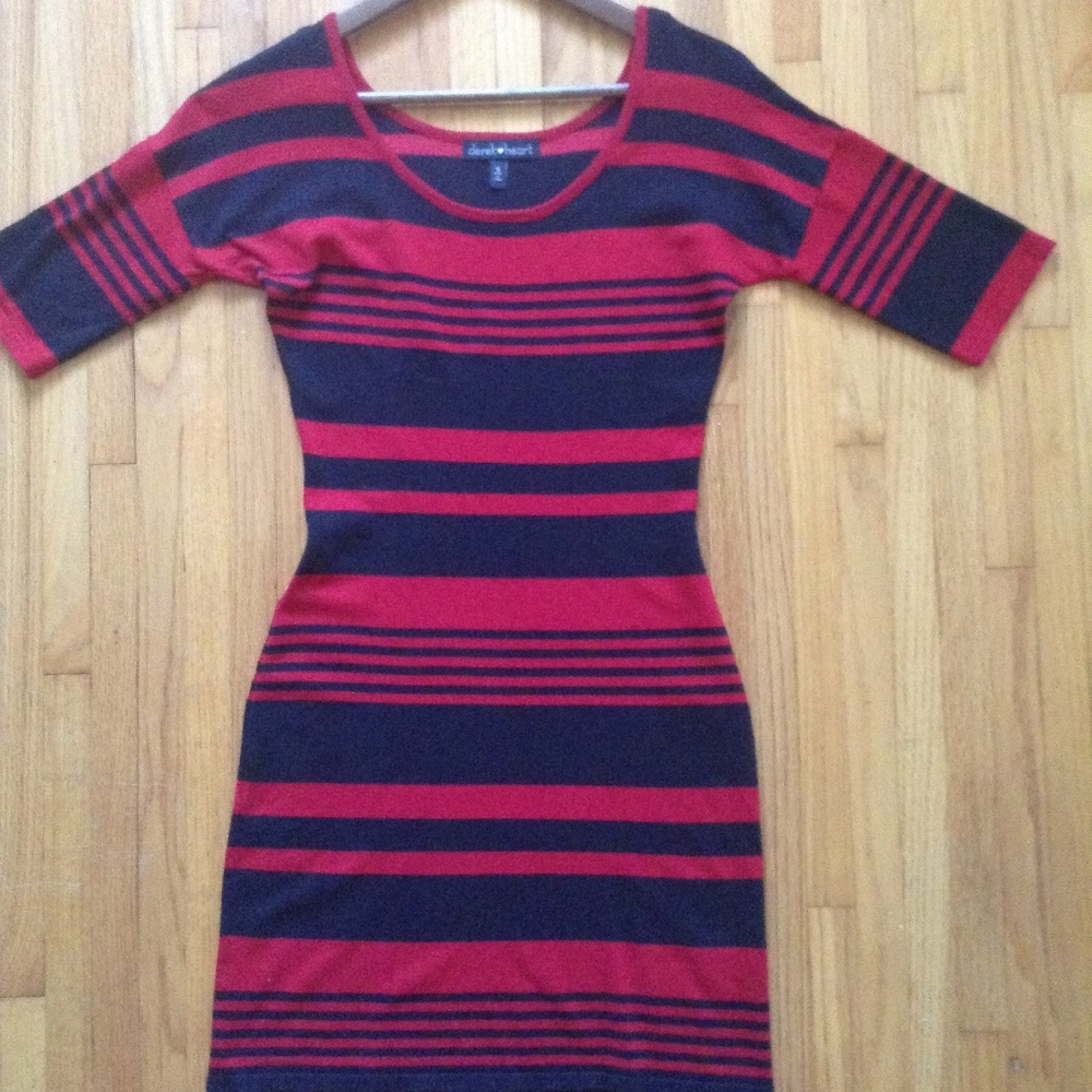 Derek Heart Red and Black Stripe Sweater Dress